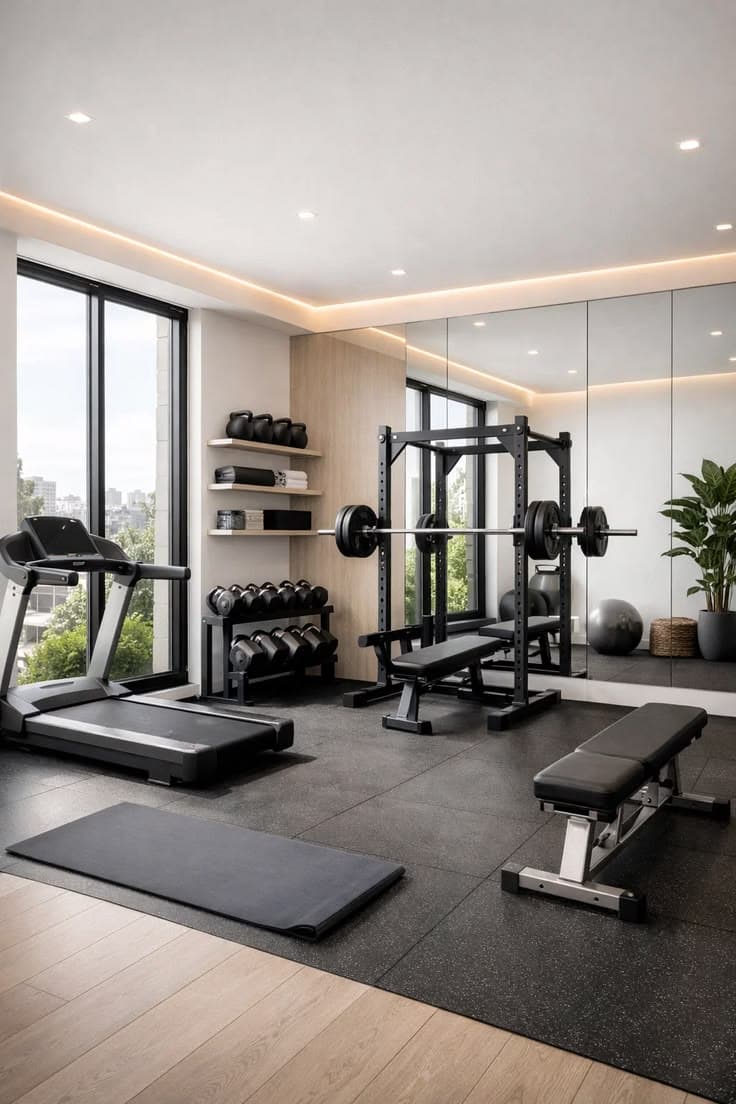 Fitness gym with equipment for guest workouts