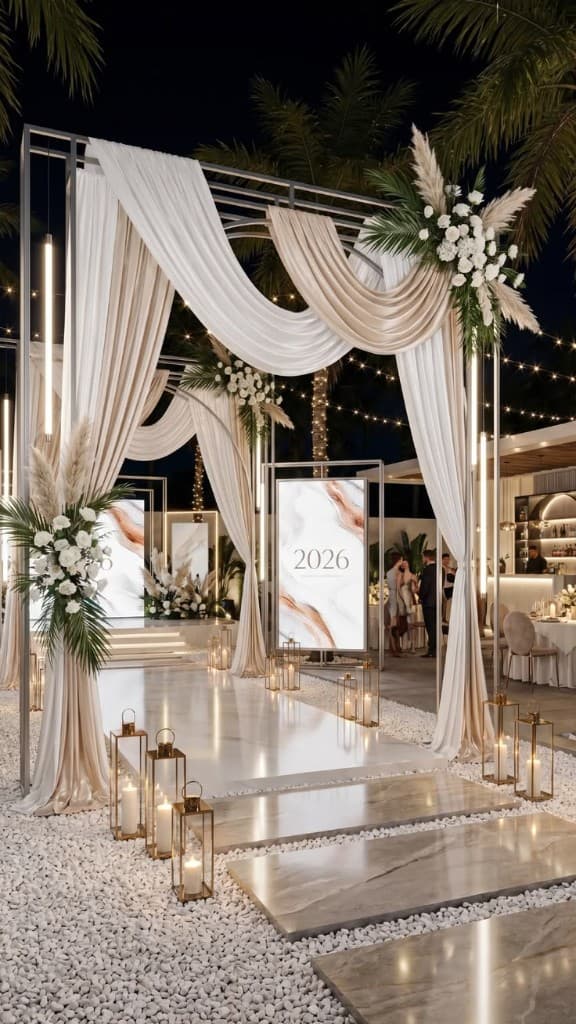 Private celebration entrance with lanterns and floral décor at Kosayo Hotel